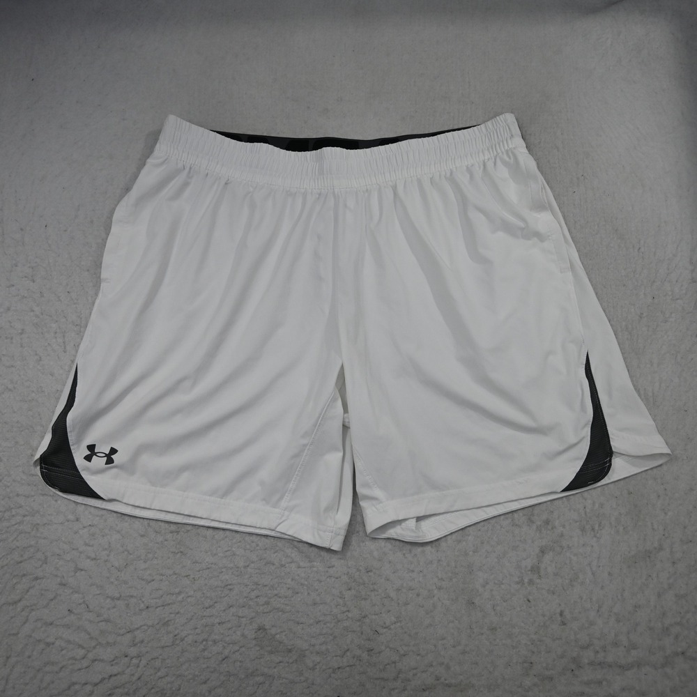Under Armour Athletic Shorts Mens‎ 2XL Fitted White Performance W/ Pockets 8"